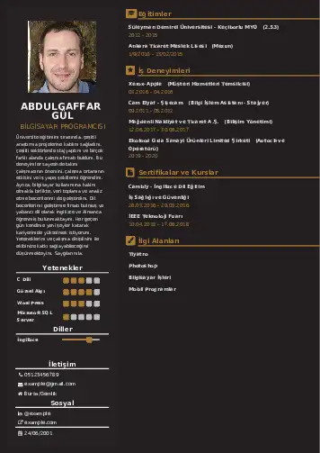 Bilgisayar Programcısı CV Örnekleri cv indir